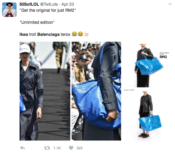 Balenciaga copia la mítica bolsa de Ikea