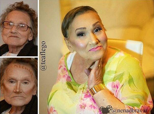 Abuela de 80 años maquillada por su nieta