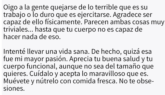 COnsejos de una chica de 27 años antes de morir 