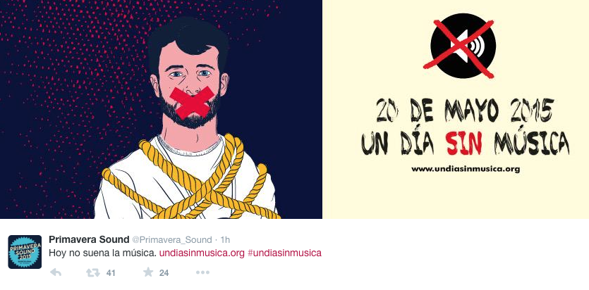 Artistas apoyando el 20-M, 'un día sin música'