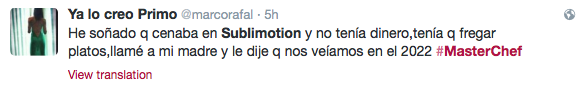 Masterchef y el Sublimotion en Twitter