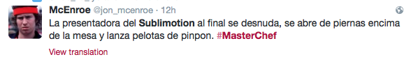 Masterchef y el Sublimotion en Twitter