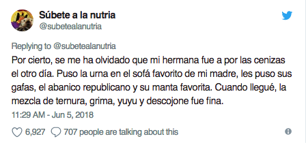 Usuaria de Twitter sobre la muerte de su madre