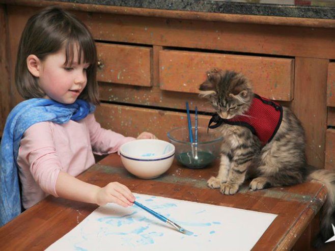 Niña autista y su gato