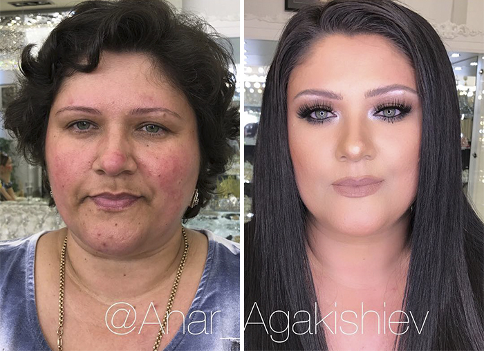 Maquillador rejuveneciendo a mujeres 