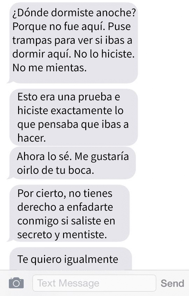 Mensajes recibidos por una víctima de violencia doméstica