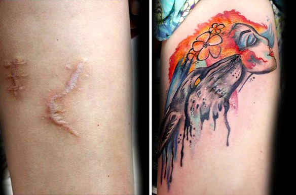 Esta tatuadora tapa cicatrices de mujeres maltratadas