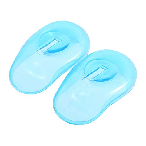 1 par de oreja de silicona cubierta protectora del oído protector Silicona Transparente del oído a Clear Cover per capelli in silicone Cover per tintura per capelli Protect Salon (azul)