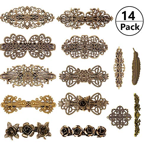 14 Piezas de Clips de Pelo Vintage Pinza de Pelo en Forma de Hoja Bronce Clip de Cabello en Forma para Mujeres Chicas