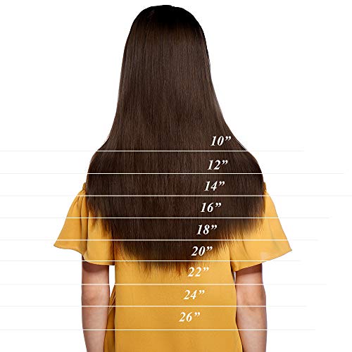 16"(40cm) Extensiones de Cabello Natural con Cinta Adhesiva 100% Remy Pelo Humano Liso Largo Tape in Hair Extensions 20 Unidades (50g,#4 Marrón Medio)