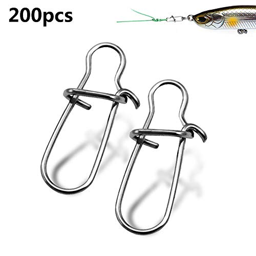 200 Piezas De Broche De Pesca Duo-Lock, Broches De Cierre Rápido De Pesca, Broche De Seguridad De Acero Inoxidable, Conector De Anzuelo De Señuelo De Pesca, Tamaño 00-8# 8#