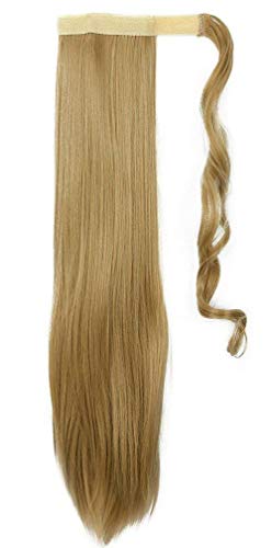 26" 65cm Extensión Clip de cola para el cabello en cabello rubio ceniza - Cola de caballo Recto Largo postizo Cola de caballo Extensiones envolventes 135g