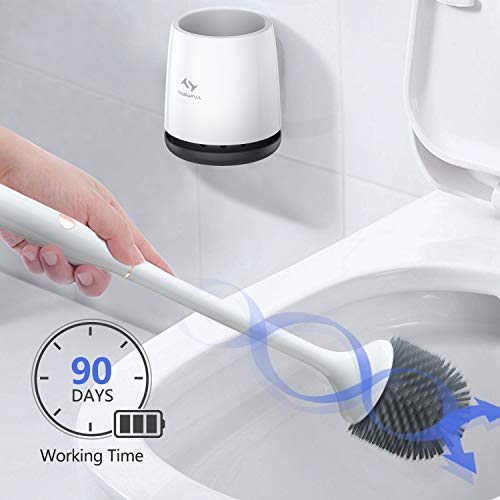 29 W Escobilla de Baño Eléctrico 450 Ncm 300 RPM Tilswallde Escobilla WC y Soporte de Inodoro TRP Cubierto con 2pcs Cepillo, Esterilización Automática Cepillo para Inodoro de Baño Escobilla de Baño Wc