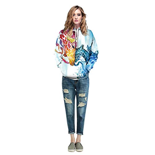 3D Unisex Pullover Hoodies Fresco Unisex de Manga Larga Sudadera 3D Digital Print Jirafa de La Madre y El Niño La Manera del Patrón de Personalidad Outwear Grandes Bolsillos Sweatshirt Met capuchon