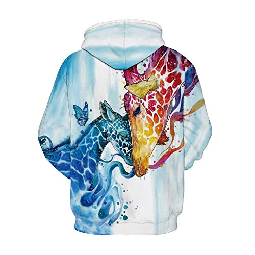 3D Unisex Pullover Hoodies Fresco Unisex de Manga Larga Sudadera 3D Digital Print Jirafa de La Madre y El Niño La Manera del Patrón de Personalidad Outwear Grandes Bolsillos Sweatshirt Met capuchon