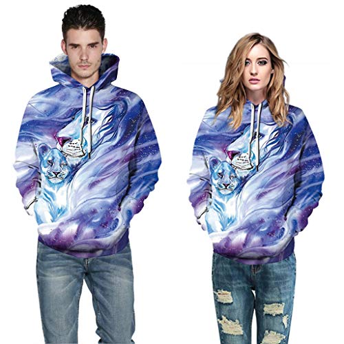 3D Unisex pullover Hoodies Fresco Unisex de Manga Larga Sudadera 3D Digital Print Pintado Del Arte Del Estilo de La Madre y Del León Del Niño La Manera Del Patrón de Personalidad Outwear Grandes Bolsi