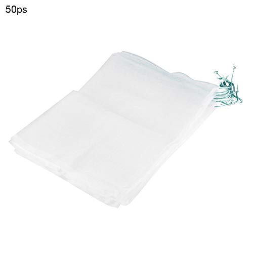 50pcs Planta Fruit Protección Bolsas Cordón transpirable Bolsa Malla Contra Insectos Mosquitos Insecto Peste pájaro Jardinería Herramientas, 30 * 20cm