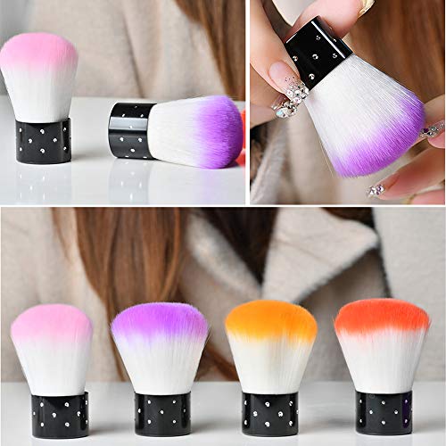 6 piezas Pincel para polvo de uñas, Kalolary Suave removedor de polvo para uñas Limpiador de polvo Maquillaje en polvo Brocha para ruborHerramientas, rosa, púrpura, azul, marrón, rojo, amarillo