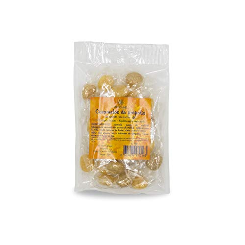 75 g - Caramelos de Propoleo Sin gluten y Sin azucar. Elaborado con propolis puro finamente troceado. Recomendado para el mal aliento, el aparato bucal y la garganta.