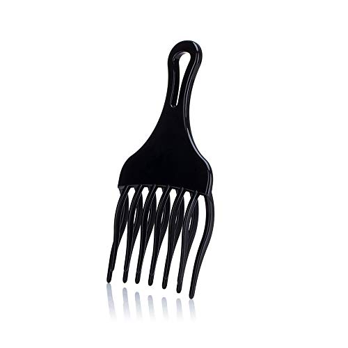 Afro Grueso Comb ， Plástico Peine Afro Ancho Dientes Para Rizos Cabello Cortar Cepillo de Pelo para Cabello Rizado（Negro）