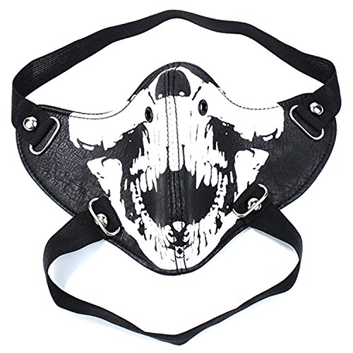 AIEOE - Hombres Máscara de Cuero a Prueba de Viento para Motocicleta Mascarillas de Punk Personalizada Máscara de Gótico para Roca Navidad Fiestas de Maquillaje Blanco - 24 * 15cm