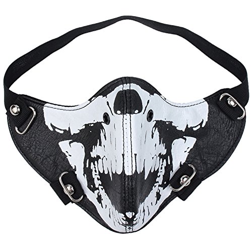 AIEOE - Hombres Máscara de Cuero a Prueba de Viento para Motocicleta Mascarillas de Punk Personalizada Máscara de Gótico para Roca Navidad Fiestas de Maquillaje Blanco - 24 * 15cm