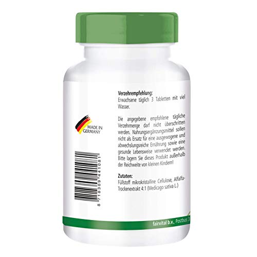 Alfalfa 500mg - Medicago sativa - VEGANA - 250 Comprimidos - Calidad Alemana