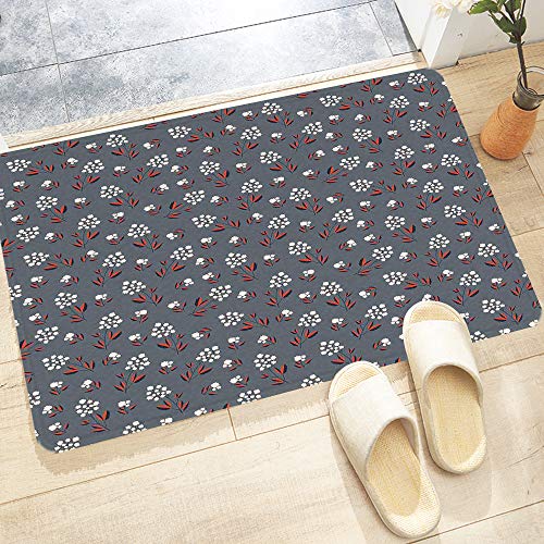 Alfombra De Baño Cocina,Floral, Primavera Pétalos Ramas inspiradoras Madre Naturaleza Botánica japone,Alfombrilla de baño con Ducha Antideslizante Lavable a máquina para baño y Sala de Estar 60x100 cm