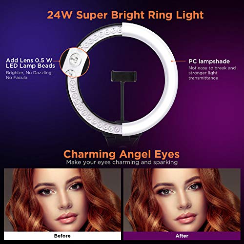 Anillo de Luz con Trípode, TURATA 12"/ 31cm Aro de Luz LED Adjustable Ring Light para Selfie con Soporte para Teléfono con Pantalla Táctil y Control Remoto TikTok/Youtube/Maquillaje/Vlog/Blog