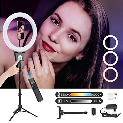 Anillo de Luz con Trípode, TURATA 12"/ 31cm Aro de Luz LED Adjustable Ring Light para Selfie con Soporte para Teléfono con Pantalla Táctil y Control Remoto TikTok/Youtube/Maquillaje/Vlog/Blog