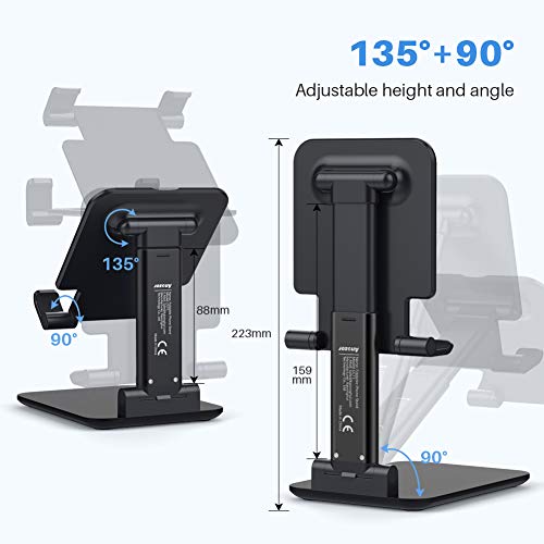 Anozer Soporte de Tableta Plegable de ángulo de Escritorio, Soporte teléfono Ajustable con Superficie Antideslizante y de Aleación de Aluminio para Tableta Huawei,Samsung,Xiaomi,Cube,Lenovo,iPad etc