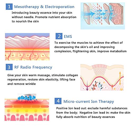 Aparato Facial de Radiofrecuencia Terapia de luz LED de 6 Colores Antiarrugas Antienvejecimiento Rejuvenecimiento Limpieza Profunda