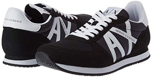 Armani Exchange Micro Suede Multicolor Sneakers, Zapatillas para Hombre, Black White, 42 EU