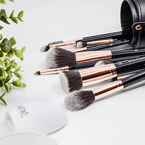 Artistry Set de Niré: brochas de maquillaje veganas con estuche de brochas, esponja Niré Beauty y cepillo limpiador de brochas