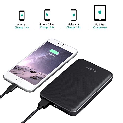 AUKEY Bateria Externa 10000mAh Doble Puerto, Cargador Portatil Compacto para iPhone X/ 8/ Plus/ 7/ 6s, Samsung S8+/ S8, iPad, Tablets y m¨¢s