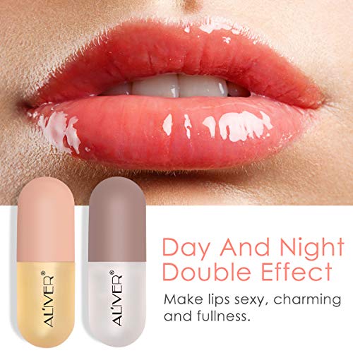 Aumentador De Labios, Doble Efecto Día Y Noche Lip Plumper, Voluminizador Labios Aumentador De Labios, Reducir Líneas Finas, Hidratación Labial, Labios Sexy Más Llenos E Hidratados