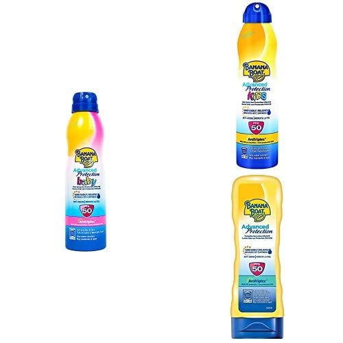 Banana Boat Crema Solar Bundle de Familia Bebé Y Niño Spray, Adulto Crema Advanced Protection