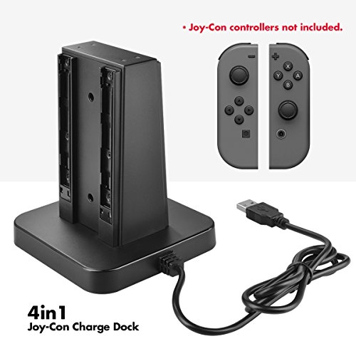 Base de Carga Joy con 4 en 1 Soporte de Cargador para Joy con de Nintendo Switch con indicación LED