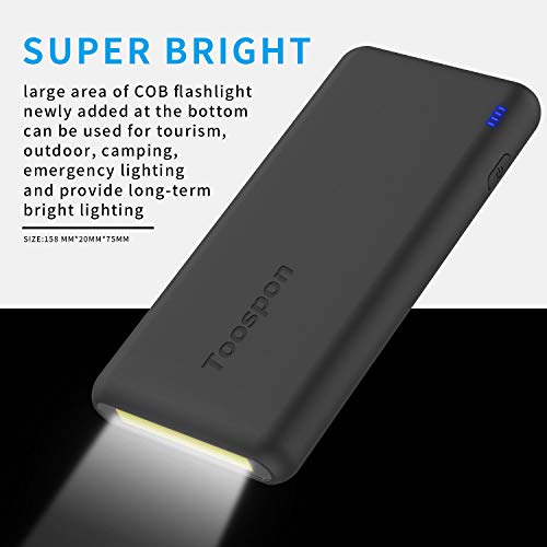 Batería Externa 30000mAh con Linterna 4 Puertos USB Banco de Energía Portátil Cargador Portátil y Aspecto Elegante para Teléfonos Móviles y Otras Electrónicas