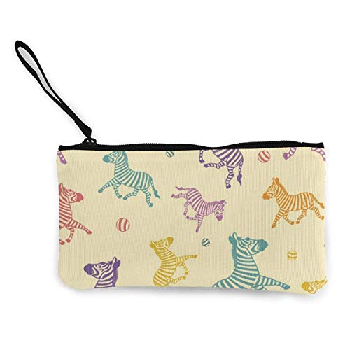 BHGYT Zebra Pattern Personalidad de Mujer y niña Moda Retro Pequeño Mini Monedero con Cremallera Cuadrada Monedero, Bolsa con Correa para la muñeca Bolsa de Maquillaje Teléfono móvil Tarjeta bancari