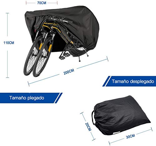 BICASLOVE Funda Bicicleta, Nylón 190T Anti Polvo Resistente al Agua a Prueba de UV Cubierta Bicicleta para Bicicleta de Montaña y Bicicleta de Carretera (Negro)