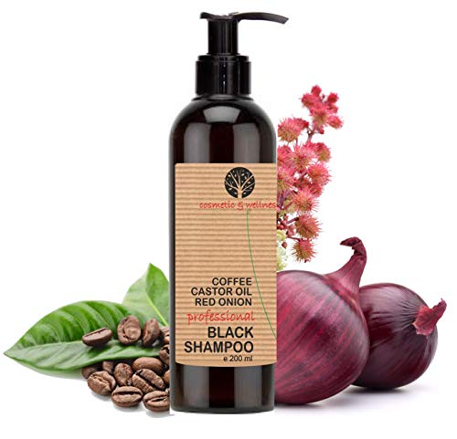 Black Champú Café Ricino y Extracto de Cebolla Detox Champu Anti Polución Acelerador 200 ml