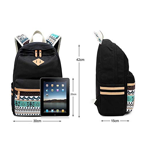 Bolsa de escuela, Aokey Moda Mochila versátil Bolsas Elegante adolescente Estudiante Escuela Mochila Viajes Camping Casual Daypacks Cool para hombres Mujeres, Trabajo, Viajes, Colegio (Negro)