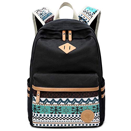 Bolsa de escuela, Aokey Moda Mochila versátil Bolsas Elegante adolescente Estudiante Escuela Mochila Viajes Camping Casual Daypacks Cool para hombres Mujeres, Trabajo, Viajes, Colegio (Negro)