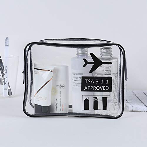 Bolsa de Maquillaje Portátil Bolsa De Aseo Transparente 2 Paquetes Bolsa De Equipaje Organizador De Maquillaje Bolsas De Cosméticos Impermeables Viajes Transporte En El Aeropuerto Bolsas Que Cumplen C