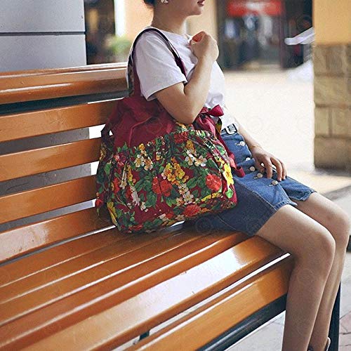 Bolsa Ecológica 1 Uds Bolsa De Tela De Flores Con Bolsillo De Viga Con Cordón Bolsa De Compras De Comestibles Mochila Impermeable De Gran Capacidad Para Mujer Azul Cielo