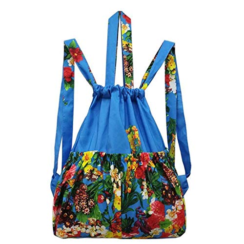 Bolsa Ecológica 1 Uds Bolsa De Tela De Flores Con Bolsillo De Viga Con Cordón Bolsa De Compras De Comestibles Mochila Impermeable De Gran Capacidad Para Mujer Azul Cielo