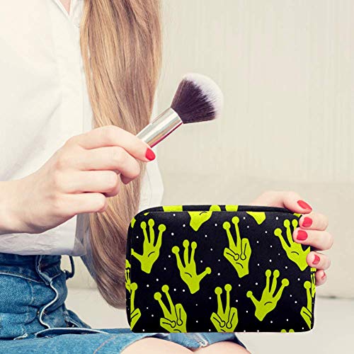 Bolsa para brochas de maquillaje personalizable, bolsa de aseo portátil para mujeres, bolso cosmético, organizador de viaje, diseño extraterrestre para niños