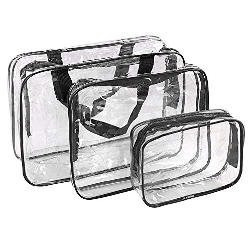 Bolsas de Aseo Transparente Neceser PVC Impermeable Mujer Bolsa de Cosmético Organizador de Viaje 3 Pcs