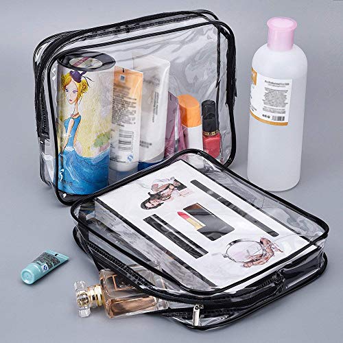 Bolsas de Aseo Transparente Neceser PVC Impermeable Mujer Bolsa de Cosmético Organizador de Viaje 3 Pcs